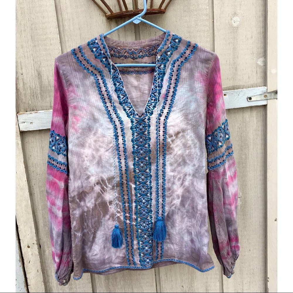 Tie dye upcycled blouse
